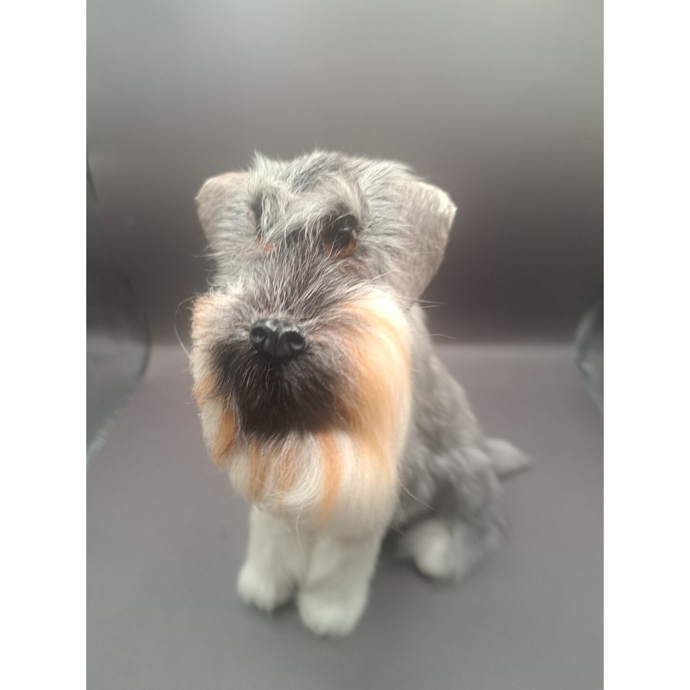 Realistic Furry Dog Figurine‎ Terrier Mini Schnauzer Scotty Gray Puppy Beard Pet - Picture 3 of 15
